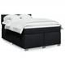 vidaXL Sommier à lattes de lit avec matelas Noir 140x200 cm Tissu - 140 x 200 cm
