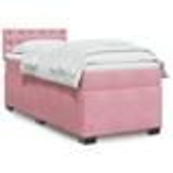 vidaXL Sommier à lattes de lit avec matelas Rose 90x190 cm Velours - 90 x 190 cm