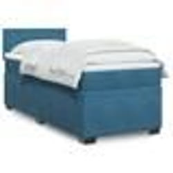 vidaXL Sommier à lattes de lit avec matelas bleu 90x200 cm velours - 90 x 200 cm