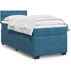 Vidaxl - Sommier À Lattes De Lit Avec Matelas Bleu 90x200 Cm Velours