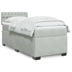 vidaXL Sommier à lattes de lit et matelas Gris clair 90x200 cm Velours