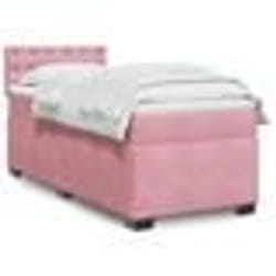 vidaXL Sommier à lattes de lit avec matelas Rose 100x200 cm Velours - 100 x 200 cm