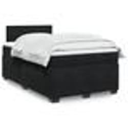 vidaXL Sommier à lattes de lit avec matelas noir 120x190 cm velours - 120 x 190 cm