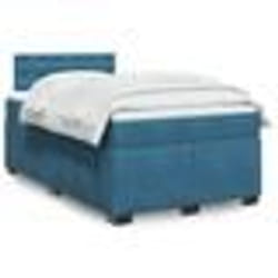 vidaXL Sommier à lattes de lit et matelas bleu 120x190 cm velours - 120 x 190 cm
