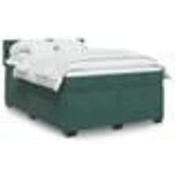 vidaXL Sommier à lattes de lit et matelas Vert foncé 140x190cm Velours - 140 x 190 cm