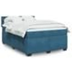 vidaXL Sommier à lattes de lit et matelas bleu 140x190 cm velours - 140 x 190 cm