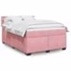 vidaXL Sommier à lattes de lit avec matelas Rose 140x190 cm Velours - 140 x 190 cm