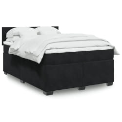 vidaXL Sommier à lattes de lit avec matelas Noir 140x200 cm Velours