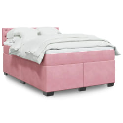 vidaXL Sommier à lattes de lit avec matelas Rose 160x200 cm Velours