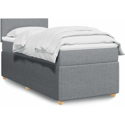 Sommier À Lattes De Lit Avec Matelas Gris Clair 100x200cm Tissu Vidaxl