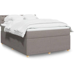Vidaxl - Sommier À Lattes De Lit Avec Matelas Taupe 140x190 Cm Tissu