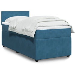Vidaxl - Sommier À Lattes De Lit Avec Matelas Bleu 90x200 Cm Velours