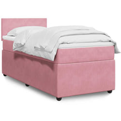 Vidaxl - Sommier À Lattes De Lit Avec Matelas Rose 90x200 Cm Velours