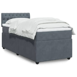 vidaXL Sommier à lattes de lit et matelas Gris foncé 90x200 cm Velours