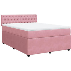 Vidaxl - Sommier À Lattes De Lit Avec Matelas Rose 140x190 Cm Velours