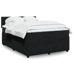 vidaXL Sommier à lattes de lit avec matelas Noir 140x200 cm Velours