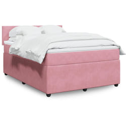 Vidaxl Sommier À Lattes De Lit Avec Matelas Rose 140x200 Cm Velours