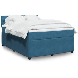Vidaxl Sommier À Lattes De Lit Et Matelas Bleu 160x200 Cm Velours