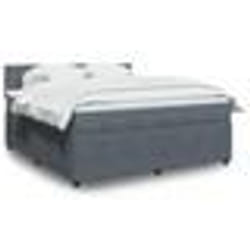 vidaXL Sommier à lattes de lit et matelas Gris foncé 180x200cm Velours - 180 x 200 cm