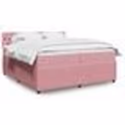 vidaXL Sommier à lattes de lit avec matelas Rose 200x200 cm Velours - 200 x 200 cm