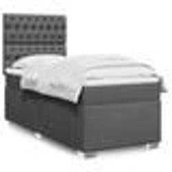 vidaXL Sommier à lattes de lit avec matelas Gris foncé 80x200 cm Tissu - 80 x 200 cm