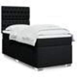 vidaXL Sommier à lattes de lit avec matelas Noir 90x190 cm Tissu - 90 x 190 cm