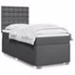 vidaXL Sommier à lattes de lit et matelas Gris foncé 90x190 cm Tissu - 90 x 190 cm