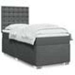 vidaXL Sommier à lattes de lit et matelas Gris foncé 90x190 cm Tissu - 90 x 190 cm