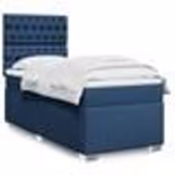 vidaXL Sommier à lattes de lit avec matelas Bleu 90x200 cm Tissu - 90 x 200 cm