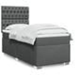 vidaXL Sommier à lattes de lit avec matelas Gris foncé 90x200 cm Tissu - 90 x 200 cm