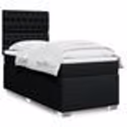 vidaXL Sommier à lattes de lit avec matelas Noir 90x200 cm Tissu - 90 x 200 cm