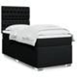 vidaXL Sommier à lattes de lit avec matelas Noir 90x200 cm Tissu - 90 x 200 cm