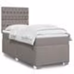 vidaXL Sommier à lattes de lit avec matelas Taupe 90x200 cm Tissu - 90 x 200 cm