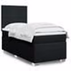 vidaXL Sommier à lattes de lit avec matelas Noir 100x200 cm Tissu - 100 x 200 cm