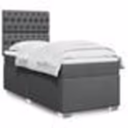 vidaXL Sommier à lattes de lit avec matelas Gris foncé 100x200cm Tissu - 100 x 200 cm