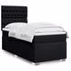 vidaXL Sommier à lattes de lit avec matelas Noir 100x200 cm Tissu - 100 x 200 cm