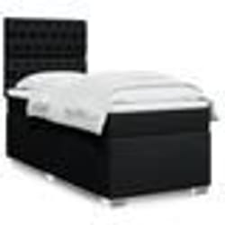 vidaXL Sommier à lattes de lit avec matelas Noir 100x200 cm Tissu - 100 x 200 cm