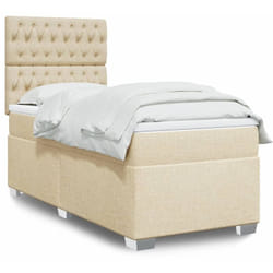 Vidaxl - Sommier À Lattes De Lit Avec Matelas Crème 100x200 Cm Tissu