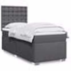 vidaXL Sommier à lattes de lit avec matelas Gris foncé 100x200cm Tissu - 100 x 200 cm