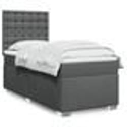 vidaXL Sommier à lattes de lit avec matelas Gris foncé 100x200cm Tissu - 100 x 200 cm