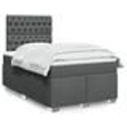 vidaXL Sommier à lattes de lit avec matelas gris foncé 120x190cm tissu - 120 x 190 cm