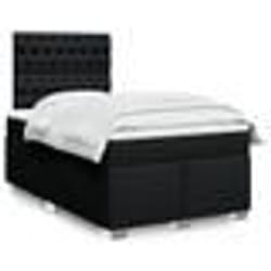 vidaXL Sommier à lattes de lit avec matelas Noir 120x200 cm Tissu - 120 x 200 cm