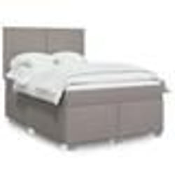 vidaXL Sommier à lattes de lit avec matelas Taupe 140x190 cm Tissu - 140 x 190 cm
