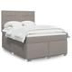 vidaXL Sommier à lattes de lit avec matelas Taupe 140x190 cm Tissu - 140 x 190 cm