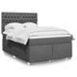 vidaXL Sommier à lattes de lit avec matelas Gris foncé 140x190cm Tissu - 140 x 190 cm