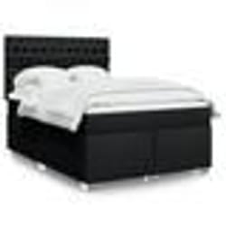 vidaXL Sommier à lattes de lit avec matelas Noir 140x190 cm Tissu - 140 x 190 cm