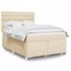 vidaXL Sommier à lattes de lit avec matelas Crème 140x190 cm Tissu - 140 x 190 cm