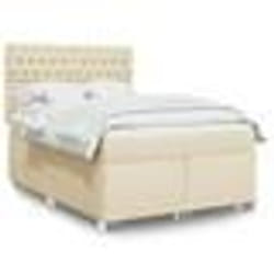 vidaXL Sommier à lattes de lit avec matelas Crème 140x190 cm Tissu - 140 x 190 cm