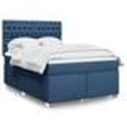 vidaXL Sommier à lattes de lit avec matelas Bleu 140x190 cm Tissu - 140 x 190 cm