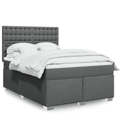 vidaXL Sommier à lattes de lit avec matelas Gris foncé 140x190cm Tissu - 140 x 190 cm